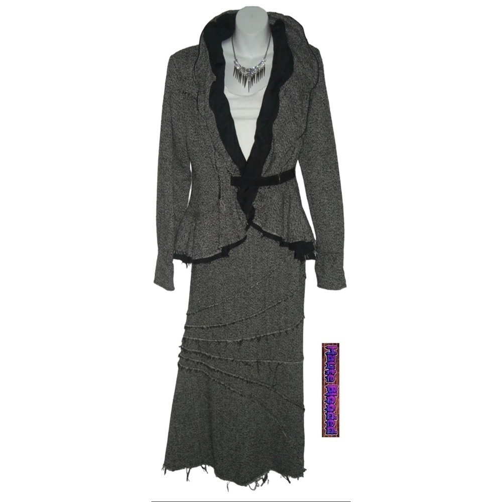 y2k Design Today's Tweed Fray Vintage Suit Punk Dark Academia Steampunk 90s Wool